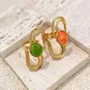 Anillo Yusen de Acero Inoxidable con Piedra Natural Europea y Americana Joyería de Mano para Mujer Nicho Lujo Accesible Anillo de Acero de Titanio que No se Desvanece Joyería Transfronteriza