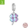 Yinziyun Original Explosiones Trébol de Cuatro Hojas Colorido pulsera DIY Collar Colgante Nicho Plata de Ley s925 Cuentas de la Suerte