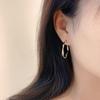 Combinación de Aretes de Doble Capa de Perlas de Lujo Ligero Aguja de Plata Clip para la Oreja de Diamante de Alta Gama Aretes Nicho Aretes Simples Elegantes para Mujer