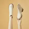 Botines de tacón medio con forro de felpa para mujer, nueva colección otoño/invierno 2026, estilo de bota individual, botines ajustados con forro de felpa estilo francés, tacón grueso, botas estilo Martin para mujer