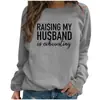 Amazon Suéter de Cuello Redondo Manga Larga con Estampado 'Raising My Husband' Holgado Sudadera Exportación