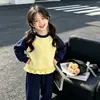 Conjunto de Sudadera con Bloques de Color, Mangas Raglán y Volantes para Niñas, Atuendo Casual Dulce de Dos Piezas para Bebés Niñas, Primavera y Otoño