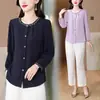 Camisa de algodão e linho bordada para mulheres, nova blusa estilosa vintage que rejuvenesce, outono 2025, top moderno de algodão e linho