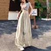 Calça Cargo Casual Loose Streetwear de Nicho Feminina Cáqui Cintura Alta Emagrecedora Nova Fina Perna Larga Secagem Rápida Calça Paraquedista