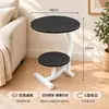 Mesa de centro redonda simple con almacenamiento, estante pequeño de mesita de noche para apartamentos pequeños, mesa de comedor móvil lateral para sofá pequeño de sala de estar