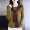 Chal atmosférico de punto de dos piezas para mujer, imitación lana, cuello redondo clásico a rayas, suéter suelto de manga larga para usar en capas