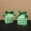 Caixa de Presente Xadrez Verde Festa de Natal Casamento Caixa de Doces Caixa de Embalagem para Presente Pequeno Cartão Branco Caixa de Presente Xadrez Novo Estilo