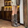 Pantalones Botas de Chica Atractiva, Botas de Pelo Retro Pulido de Color, Botas de Motocicleta de Punta Aguda con Remaches, Botas de Tacón Medio