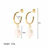 Brincos Grandes de Pérola Estilo Celebridade da Internet Transfronteiriços Brincos de Moda Personalizados Brincos Não Desbotam Aço Inoxidável Ouro 18K