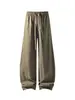 Pantalones casuales de corte inclinado estilo americano para hombre, primavera y otoño, finos de seda helada, secado rápido, transpirables, cordón elástico, pierna recta curva, pantalones largos