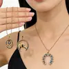 Collar de Acero Inoxidable Dorado Estilo Europeo y Americano Colgante en Forma de U Herradura Goteo de Aceite Cadena de Clavícula de Oro de 18 Quilates Joyería Transfronteriza Que No Se Desvanece