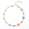 Pulsera Jinyiyuan de acero inoxidable chapada en oro de 18 quilates con aceite goteado en forma de corazón + joyería de flor de crisantemo de seis pétalos