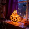 Enfeites de Artesanato em Resina Transfronteiriços, Luzes Decorativas, Enfeites Rotativos de Halloween, Luzes de Fantasma, Enfeites Decorativos para Casa