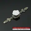 Puxador de Cerâmica para Móveis Gaveta de Armário Buraco Único Moderno Simples Pastoral Preto e Branco Estilo Europeu Buraco Único Redondo Puxador de Flor Rosa