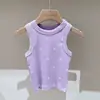 Chaleco de Verano para Niñas, Elegante Marca de Moda Infantil Estilo Coreano Floral Margarita Corazón de Canalé Camiseta sin Mangas para Usar en Capas o como Prenda Exterior