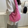 Bolso de Hombro Plegado Nube 2024 Nuevo Color Sólido Bolso de Hombro para Viajes Bolso Plegado Bolso de Compras Corazón de Chica Coreana