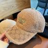 Gorra de béisbol bordada cálida, gruesa y resistente al frío para otoño e invierno para mujer, gorro de lana de cordero estilo coreano versátil