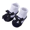 Calcetines de Bebé con Encaje a Rayas Transfronterizo Estilo Europeo y Americano con Lazo Lindos Calcetines para Bebé Moda Infantil