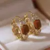 Pendientes de Aro Pequeños Rojos con Goteo de Aceite de Lujo Ligero Vintage Moda Pendientes de Gama Alta Diseño de Nicho Tendencia Orejeras de Moda