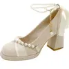 Sapatos de salto alto com salto grosso para mulheres, outono e inverno, adequados para cerimônia de maioridade de 18 anos, vestido de noiva, sapatos Mary Jane de uso duplo para noivado, sapatos de noiva e damas de honra