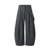 Calça Social Texturizada com Caimento Estilo Old Money Hanlu para Homens, Outono Americano Pesado de Caimento Solto Calças Casuais Texturizadas