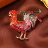 Moda nacional retro exquisito esmalte de diamante glaseado broche de gallo joyería del año del pollo pin de animal accesorios de prendedor