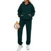 Conjunto de sudadera de terciopelo con capucha de manga larga y color puro europeo y americano para mujer, otoño e invierno de 2023, pantalones casuales a la moda