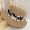 Nuevo Sombrero de Paja de Copa Plana para Mujer Verano Exterior Viaje Protector Solar Sombrilla Sombrero Pintura de Paisaje Sombrero de Copa Sombrero de Playa Festivo Venta al por Mayor