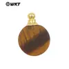 WT-P1982 Piedra Multicolor Amatista Obsidiana Gema Diseño de Frasco de Perfume Colgante Redondo Accesorios de Joyería