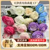 Flores Artificiais Rosa Real de 3 Cabeças Transfronteiriças Flores Falsas Vermelhas e Brancas Buquê Decorativo Materiais Florais de Casamento Arte Floral Rosas