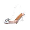Sandálias de Tamanho Grande Femininas Verão 2019 Novo Estilo Baotou Bico Apontado Pé Sexy Metal Decorativo Elevado sapatos de senhora