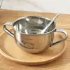 Tazón para Niños de Grado Alimenticio 304 con Asa Tazón para Comida de Bebé Doméstico Resistente a Caídas Tazón de Arroz de Dibujos Animados Lindo Juego de Vajilla