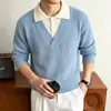 Suéter Top de Punto Waffle Falso de Dos Piezas Artístico con Solapa de Alta Textura Holgado Versátil Casual para el Trabajo de Moda