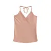 Top corto estilo chica picante de cuello halter profundo cruzado para mujer, verano nuevo, cintura alta, corte ajustado, muestra la delgadez, versátil, top corto para llevar debajo