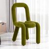 Silla de Terciopelo Moderna Minimalista de Forma Irregular para Uso Doméstico con Respaldo, Adecuada para Dormitorio, Sala de Estar, Estudio, Vestíbulo, Taburete para Cambiar Zapatos y Tocador