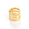 Anillo Simple Plano Personalizado, Anillo Abierto Versátil Estilo Coreano para Ropa de Trabajo, Anillo Geométrico de Tres Capas Apiladas con Corte Personalizado