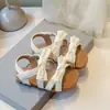 Sandalias de Lazo de Perlas 2026 Moda de Verano Chanclas Planas para Uso en Exteriores, Chanclas de una Sola Tira Suaves y Versátiles