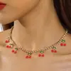 Joyería Europea y Americana, Collar de Cerezas de Perlas de Imitación de Lujo Ligero, Collar Multicapa Versátil de Gama Alta, Venta al por Mayor para Comercio Exterior