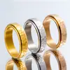 Modelo Nuevo Original Más Vendido Anillo Giratorio de Acero de Titanio Moon Pit para Alivio del Estrés con Textura Martillada a Mano y Patrón Irregular Suministro de Joyería