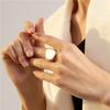 Anillo de estilo coreano para el día a día para mujer, Estilo retro europeo y americano, Diseño exagerado, Anillo abierto de concha trapezoidal, Anillo para el dedo índice, Moderno