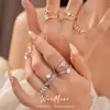 Anillo abierto con forma de espiga de trigo de circón y perla, forma de diamante redondo, sensación de nicho de alta gama, exquisito juego de cinco piezas de joyería de lujo ligero