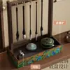 Soporte clásico de madera maciza estilo chino para pinceles, estante colgante para pinceles, estante de almacenamiento multifuncional, reposa pinceles