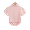 Camiseta Básica de Manga Corta con Pliegues de Cuello Medio Alto Europea y Americana para Mujer Otoño Nuevo Chica Caliente Europea y Americana Ajustada Adelgazante Base