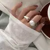 Anillo Abierto Ajustable Versátil de Plata de Ley S925 Mate Cepillado para Mujer, Lujo de Gama Alta de Nicho, Nuevo Artículo