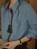 Camisa listrada color-block estilo retrô soligther, coleção nova primavera/outono 2026 feminina, top escovado de manga longa