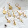 Moda Transfronteiriça Estilo Oceano Concha Estrela-do-Mar Concha Vieiras Pingente Fivela de Orelha de Cobre Cartão Conjunto de Várias Peças de Brincos Femininos