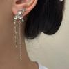 Pendientes de plata S925 con forma de mariposa y perla de circonita asimétrica simple de Corea del Sur, elegantes y personalizados, a la moda, combinables con todo.