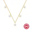 Novo Colar Clavícula Empilhável Estilo Ins em Prata Esterlina S925 com Zircônia Incrustada Estrela Estilo Japonês e Coreano Celebridade da Internet Nicho High-end