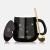 Taza cerámica navideña creativa y elegante de alto valor con tapa y cuchara, taza de café de moda para parejas