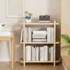 Escritorio de oficina para estudiantes en casa, estantería de almacenamiento multicapa simple, estante pequeño de madera maciza, estantería minimalista para escritorio